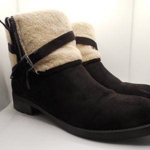 Liz Claiborne Black Booties with Faux Fur